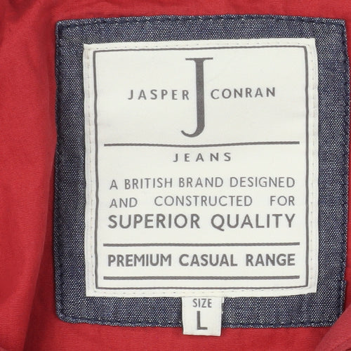Jasper Conran Mens Red Hooded Parka Jacket L Cotton Nylon Casual