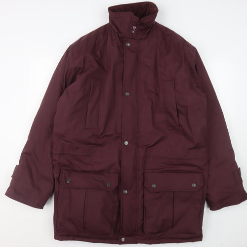 BHS Men's Burgundy Parka Coat M Regular Fit Winter Lined Jacket