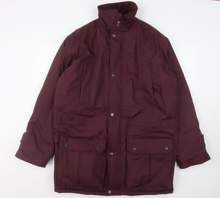 BHS Men's Burgundy Parka Coat M Regular Fit Winter Lined Jacket