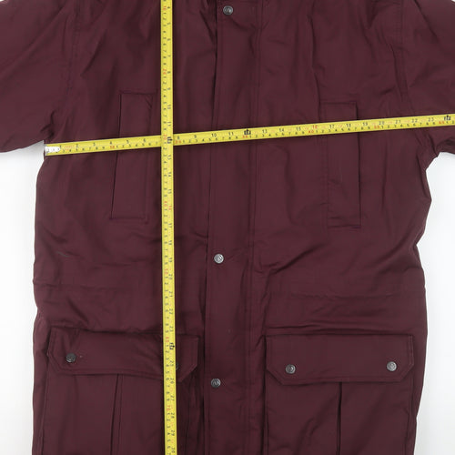 BHS Men's Burgundy Parka Coat M Regular Fit Winter Lined Jacket