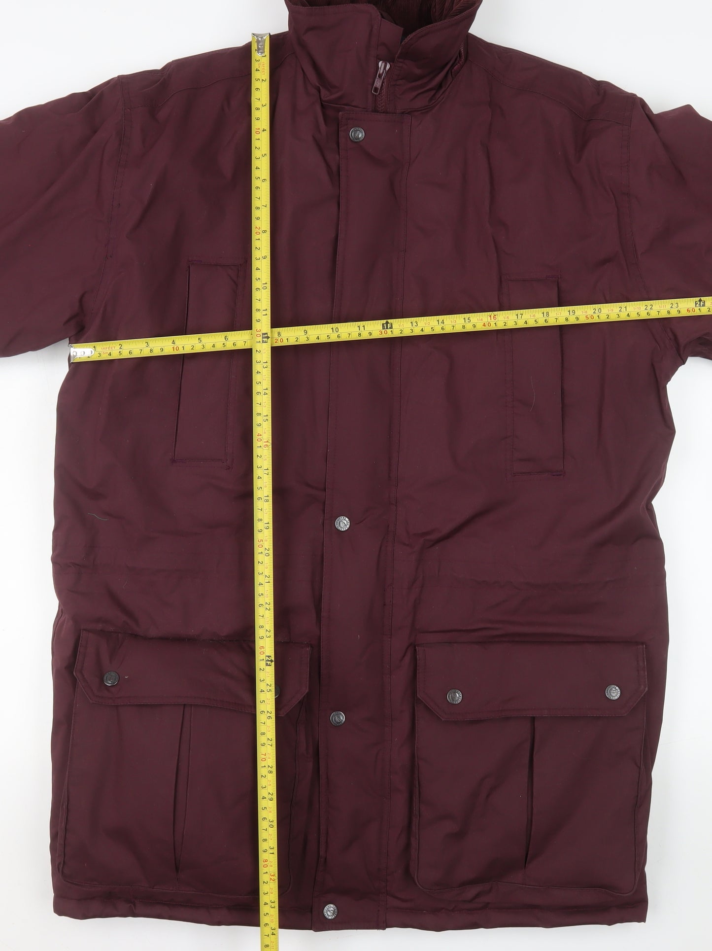 BHS Men's Burgundy Parka Coat M Regular Fit Winter Lined Jacket