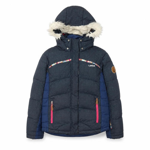 Wedze Girls Blue Hooded Puffer Ski Jacket 12 Years Winter Insulated Coat