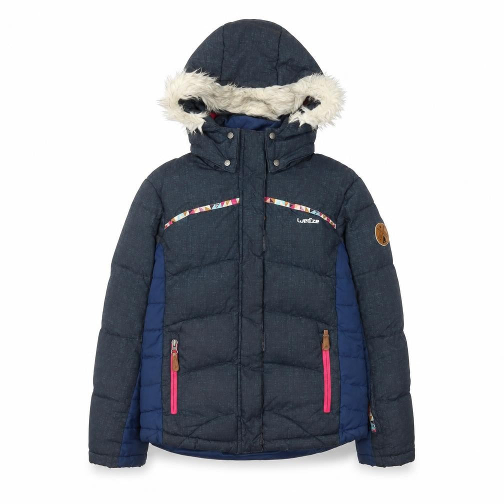 Wedze Girls Blue Hooded Puffer Ski Jacket 12 Years Winter Insulated Coat
