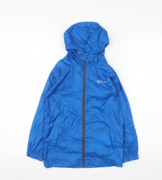 Regatta Boys Blue Waterproof Hooded Rain Coat Jacket 5-6 Years