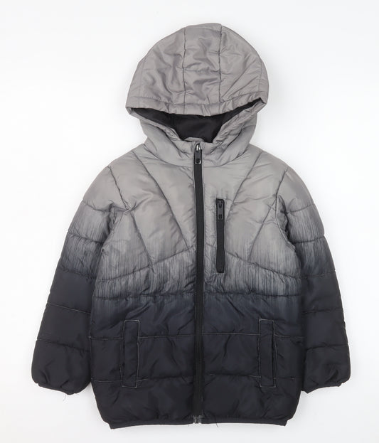 Matalan Boys Grey Ombré Hooded Puffer Jacket Coat 6-7 Years
