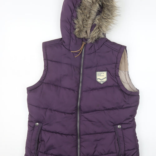 Regatta Women's Purple Hooded Puffer Waistcoat UK 14 Outdoor Gilet