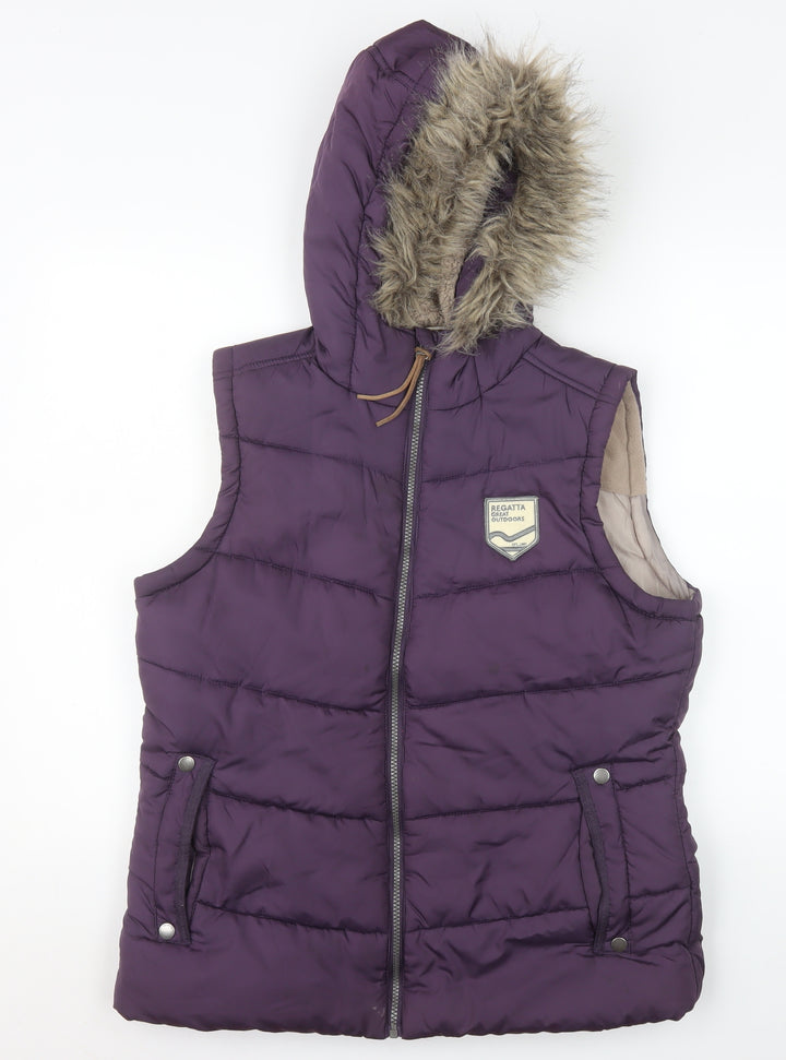 Regatta Women's Purple Hooded Puffer Waistcoat UK 14 Outdoor Gilet