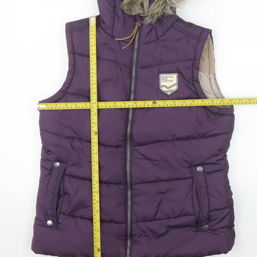 Regatta Women's Purple Hooded Puffer Waistcoat UK 14 Outdoor Gilet