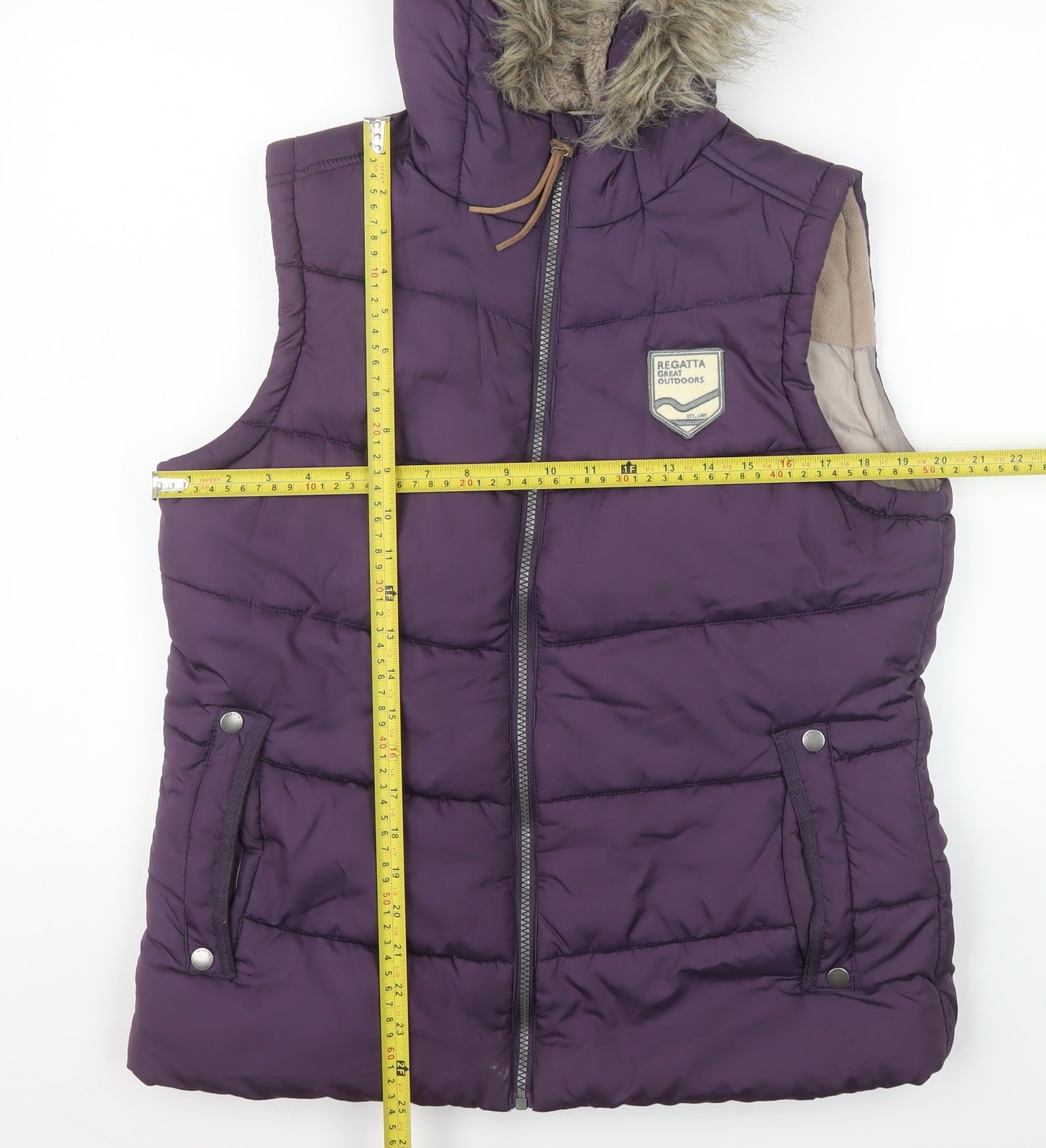Regatta Women's Purple Hooded Puffer Waistcoat UK 14 Outdoor Gilet