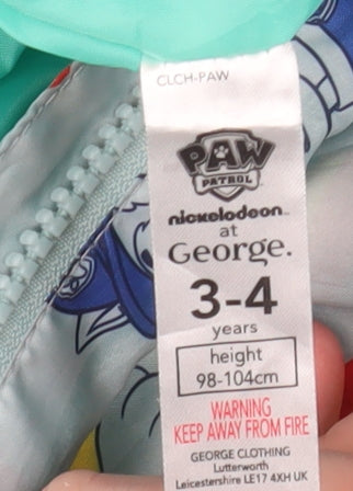 George Boys Blue Paw Patrol Hooded Snowsuit 3-4 Years Lined Full Zip