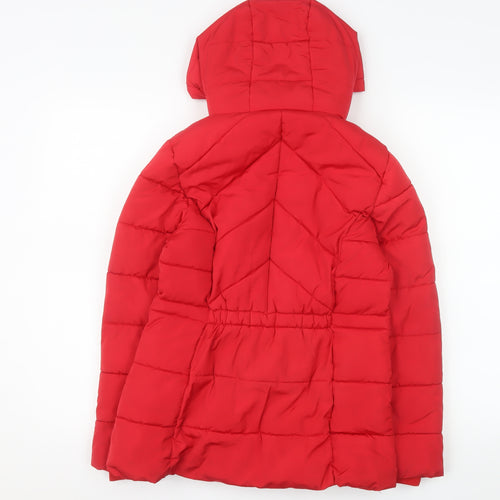 George Girls Red Hooded Puffer Jacket 11-12 Years Winter Coat