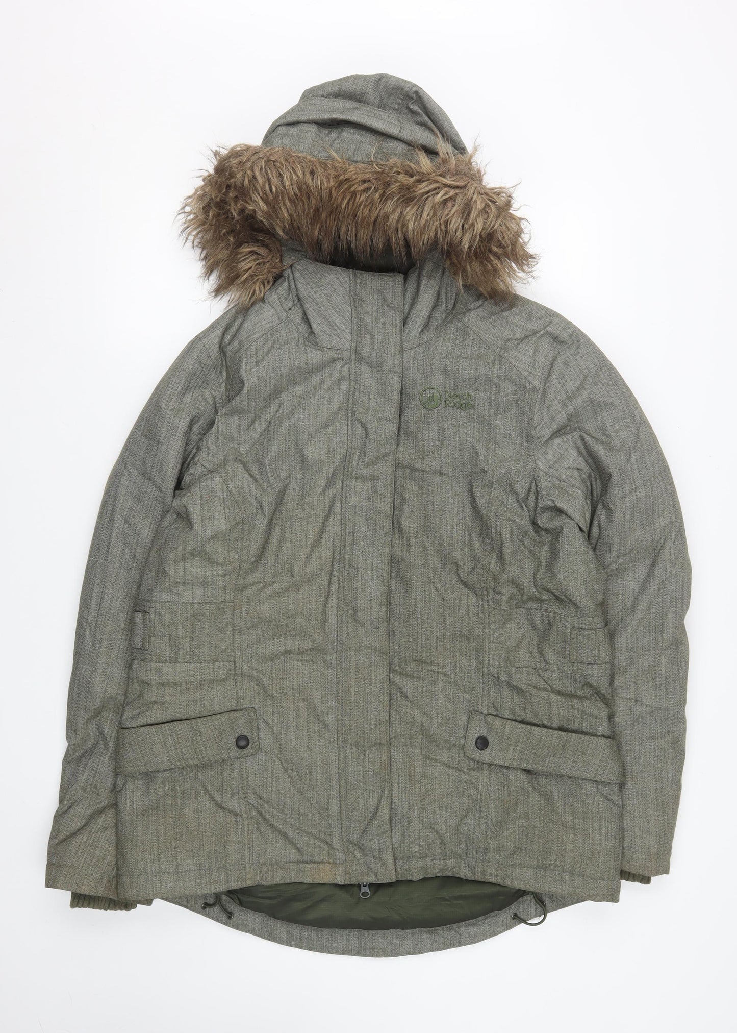 North Ridge Womens Grey Size 14 Winter Padded Parka Jacket