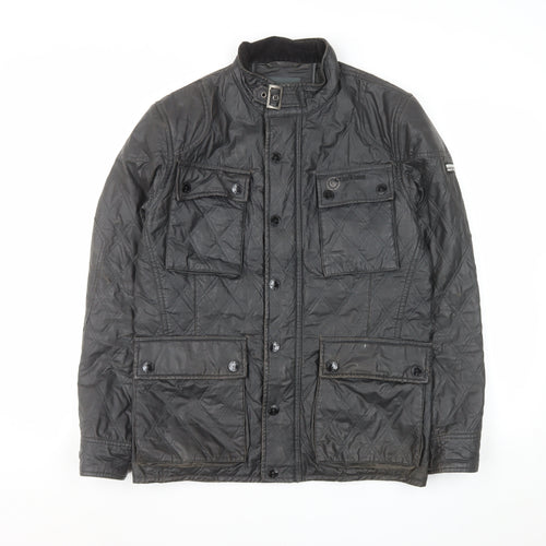 Duck and Cover Men's Black Quilted Mid-Length Jacket M