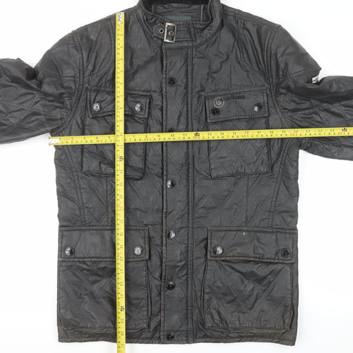 Duck and Cover Men's Black Quilted Mid-Length Jacket M