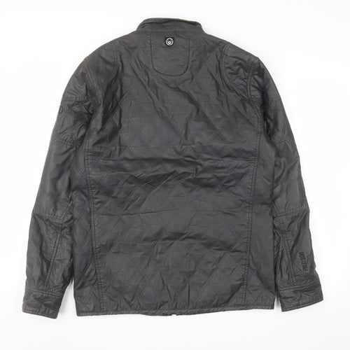 Duck and Cover Men's Black Quilted Mid-Length Jacket M