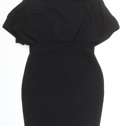 Boohoo Women’s Black Size 12 Bodycon High Neck Batwing Dress