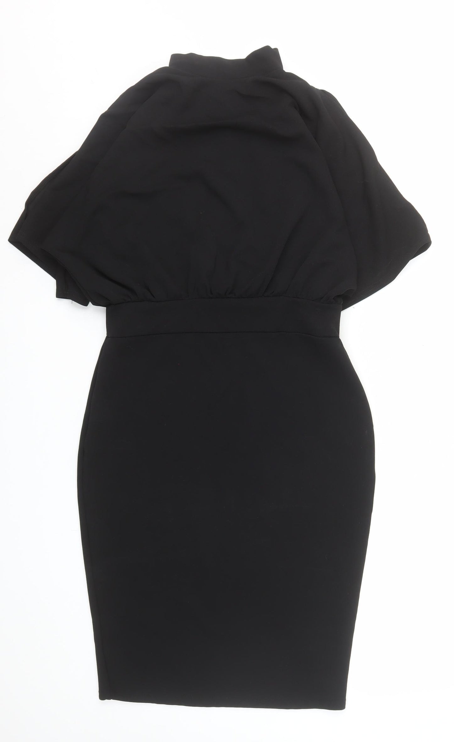 Boohoo Women’s Black Size 12 Bodycon High Neck Batwing Dress