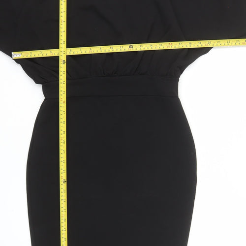 Boohoo Women’s Black Size 12 Bodycon High Neck Batwing Dress