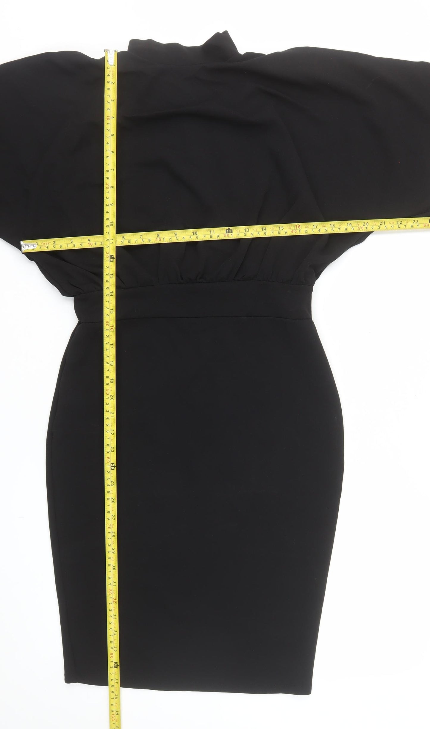 Boohoo Women’s Black Size 12 Bodycon High Neck Batwing Dress