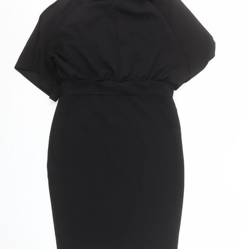 Boohoo Women’s Black Size 12 Bodycon High Neck Batwing Dress