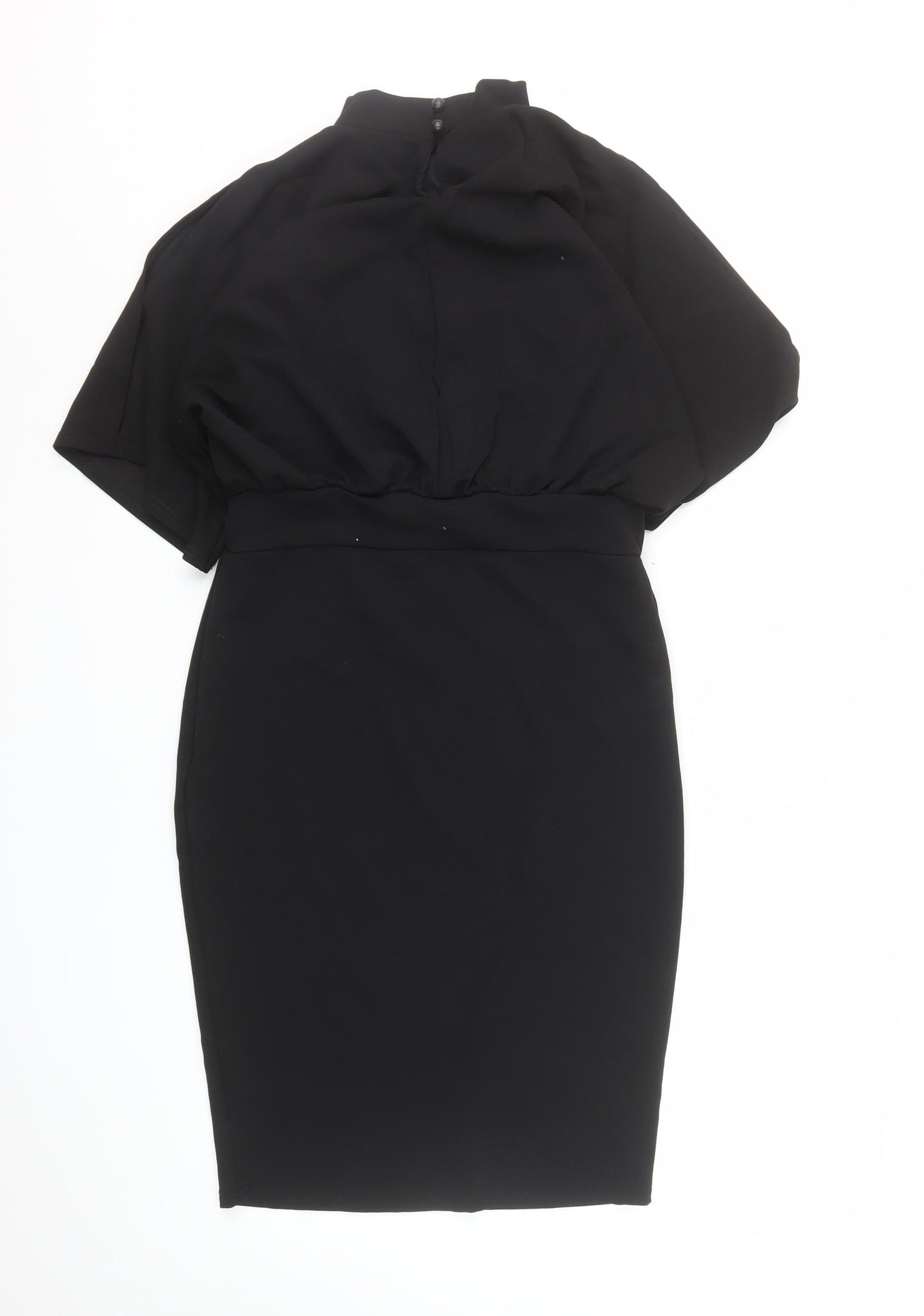 Boohoo Women’s Black Size 12 Bodycon High Neck Batwing Dress