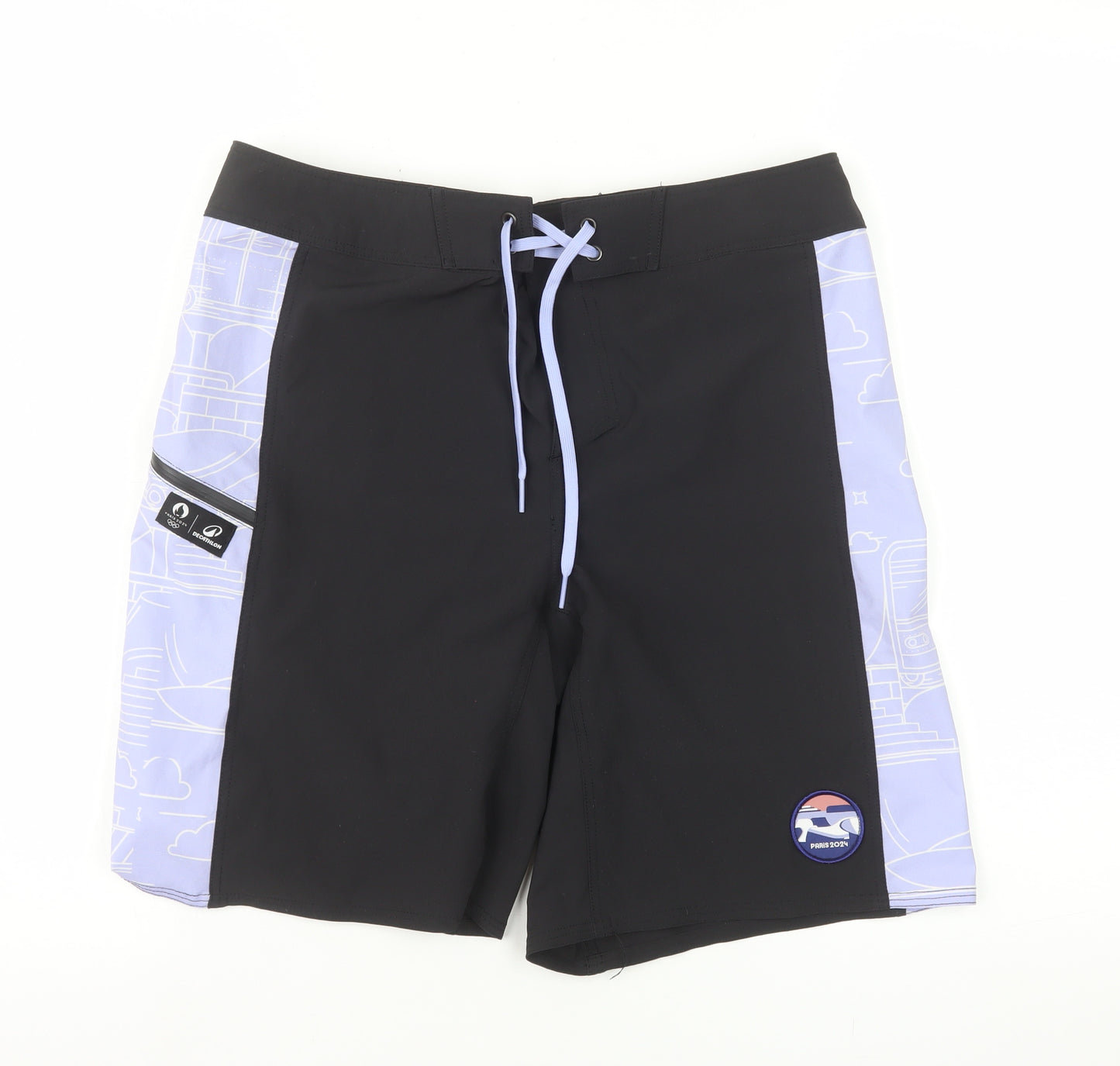 Decathlon Men’s Black Athletic Quick Dry Paris 2024 Shorts Size S