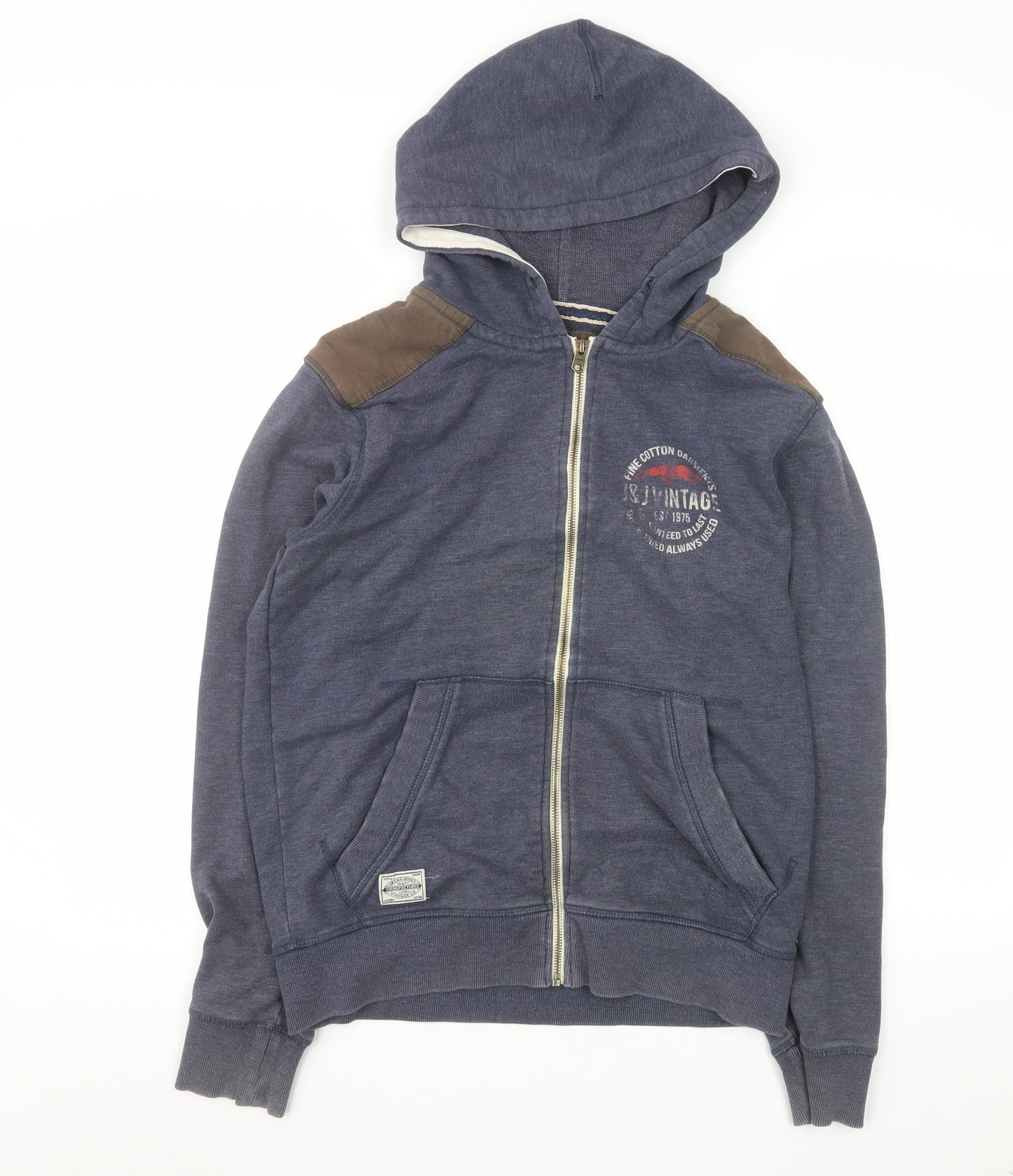 Jack & Jones Men's Blue Cotton Vintage Full Zip Hooded Jacket Size M