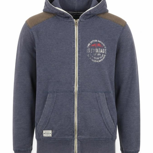 Jack & Jones Men's Blue Cotton Vintage Full Zip Hooded Jacket Size M