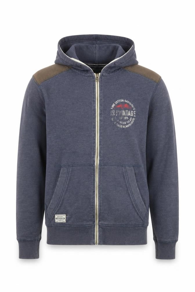 Jack & Jones Men's Blue Cotton Vintage Full Zip Hooded Jacket Size M