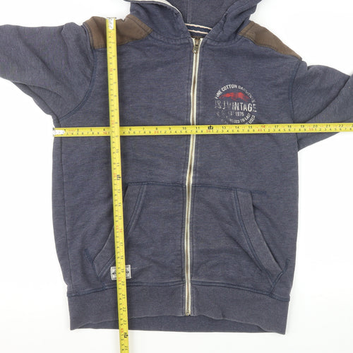 Jack & Jones Men's Blue Cotton Vintage Full Zip Hooded Jacket Size M