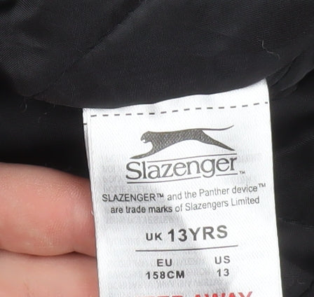 Slazenger Boys Black Waterproof Hooded Rain Coat 13 Years 158cm