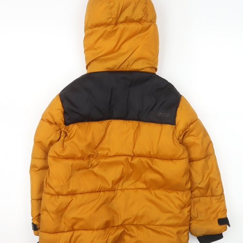 Zara Boys Yellow & Black Hooded Puffer Jacket 7 Years