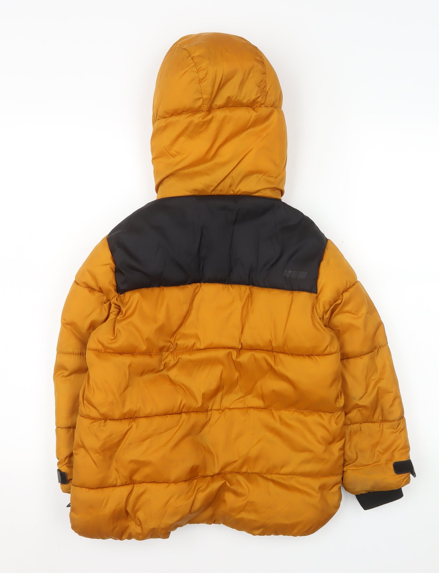 Zara Boys Yellow & Black Hooded Puffer Jacket 7 Years