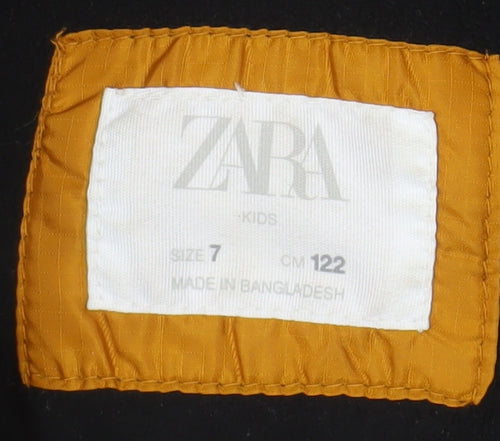 Zara Boys Yellow & Black Hooded Puffer Jacket 7 Years
