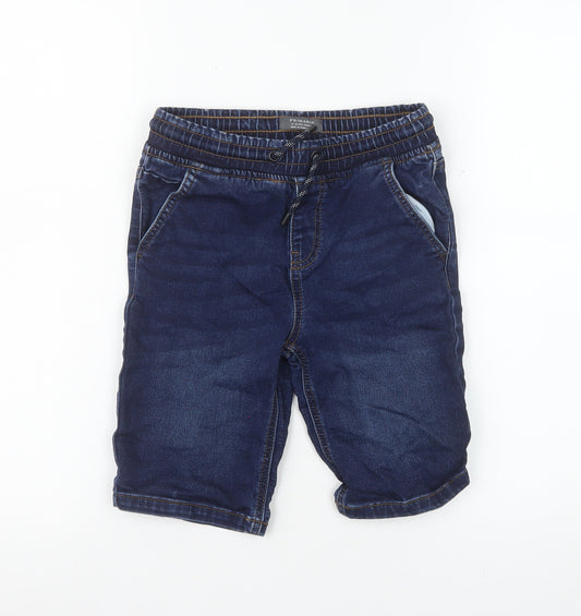 Primark Boys Blue Sweat Denim Shorts 9-10 Years Elastic Waist Drawstring Pockets