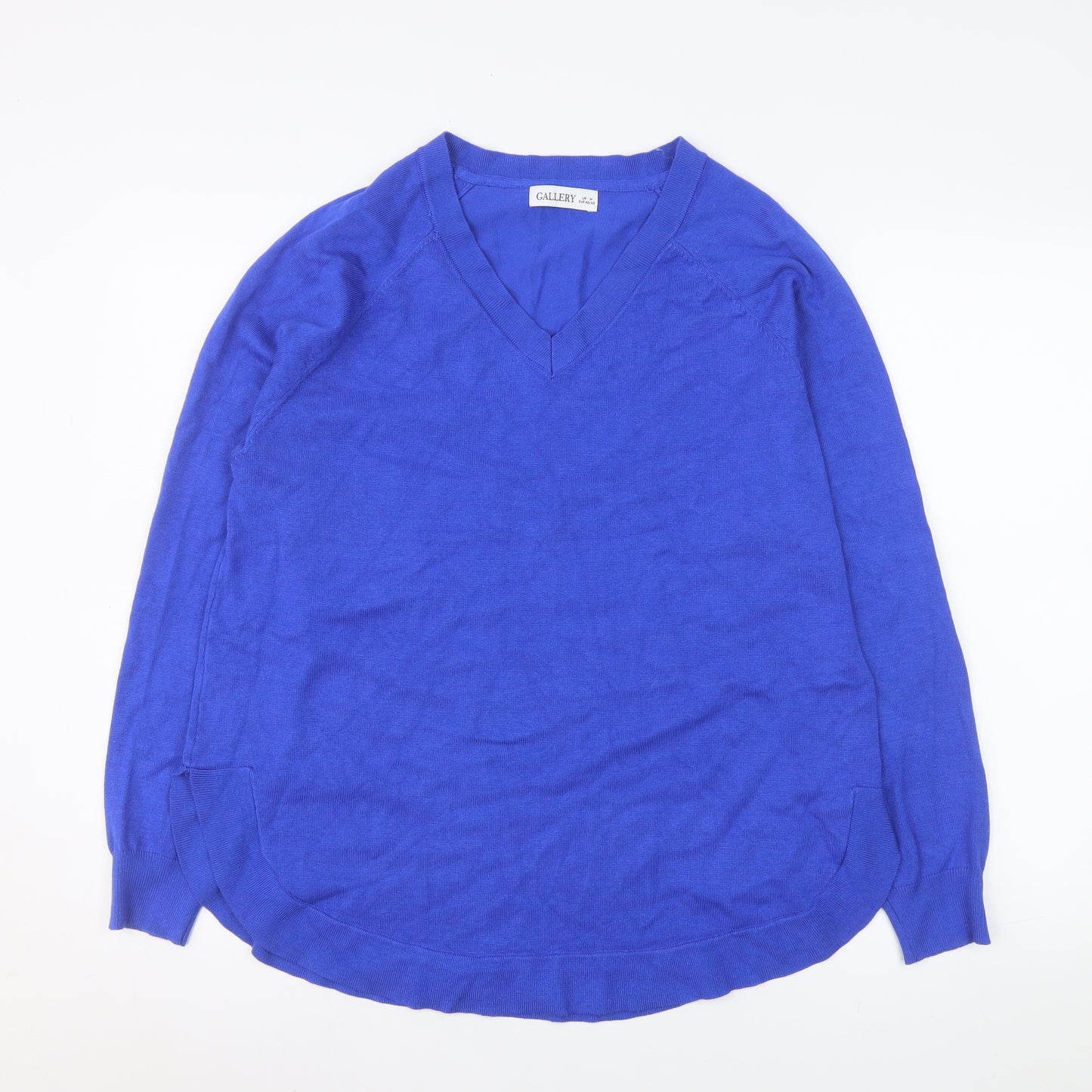 Gallery Men's Blue V-Neck Knit Pullover Jumper Size M