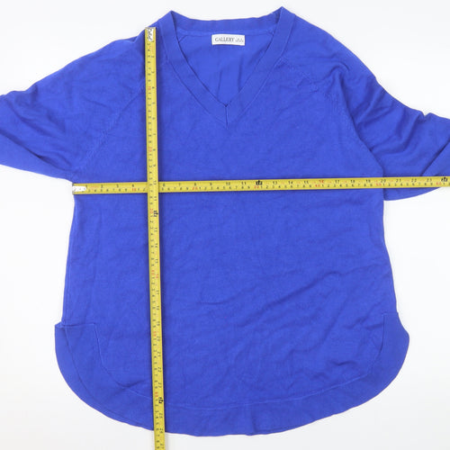 Gallery Men's Blue V-Neck Knit Pullover Jumper Size M