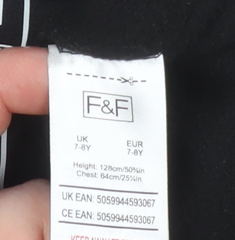 F&F Boys Black 7-8 Years Hooded Water Resistant Rain Coat Jacket