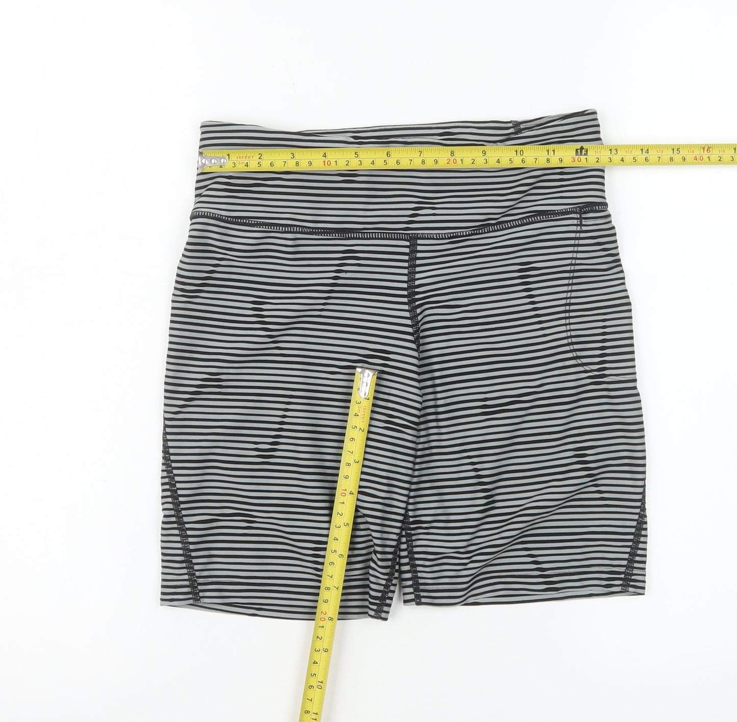 Nike Womens Black Grey Striped Dri-Fit Compression Shorts Size S