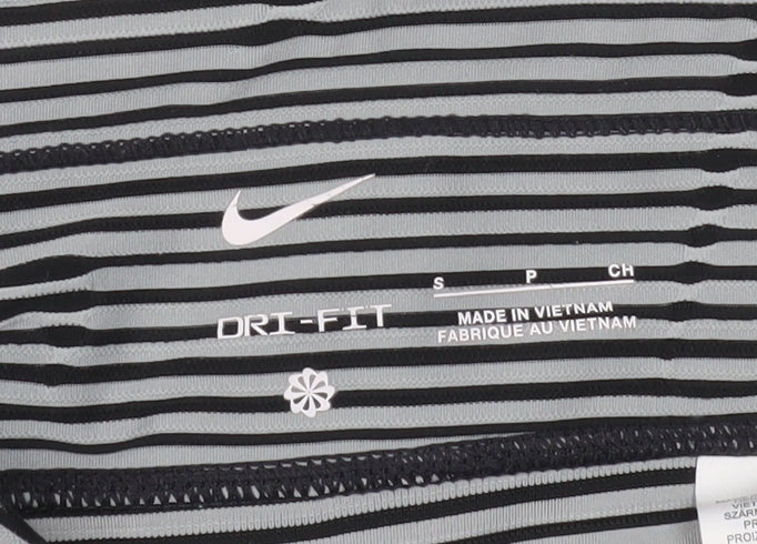 Nike Womens Black Grey Striped Dri-Fit Compression Shorts Size S