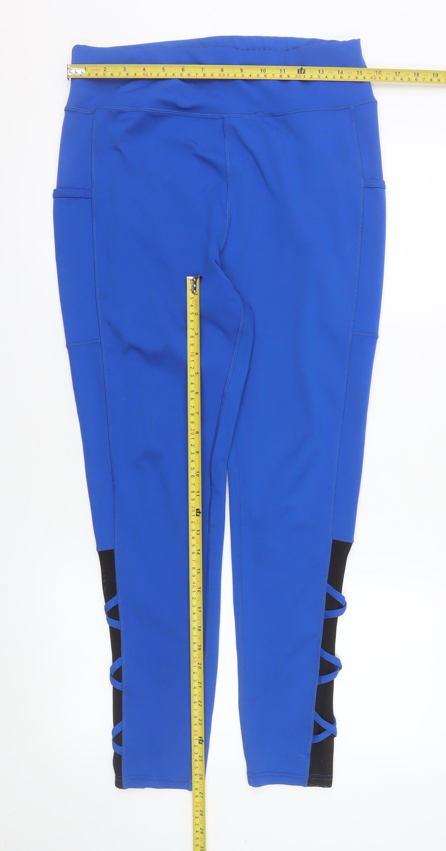 POP FIL Womens Blue XL Stretch Leggings with Side Pockets