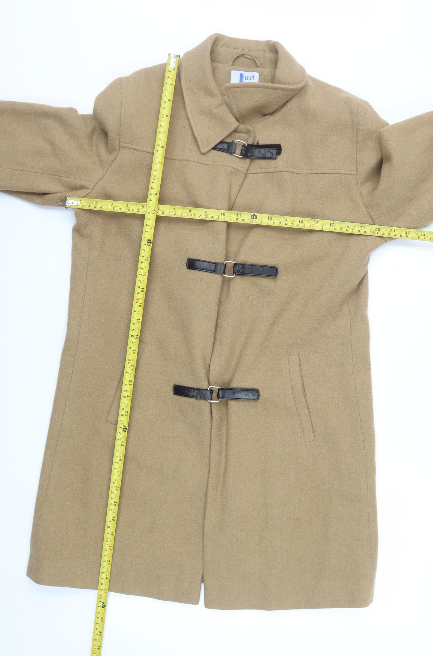Just Jane Women’s Beige Wool Blend Duffle Coat Size 14