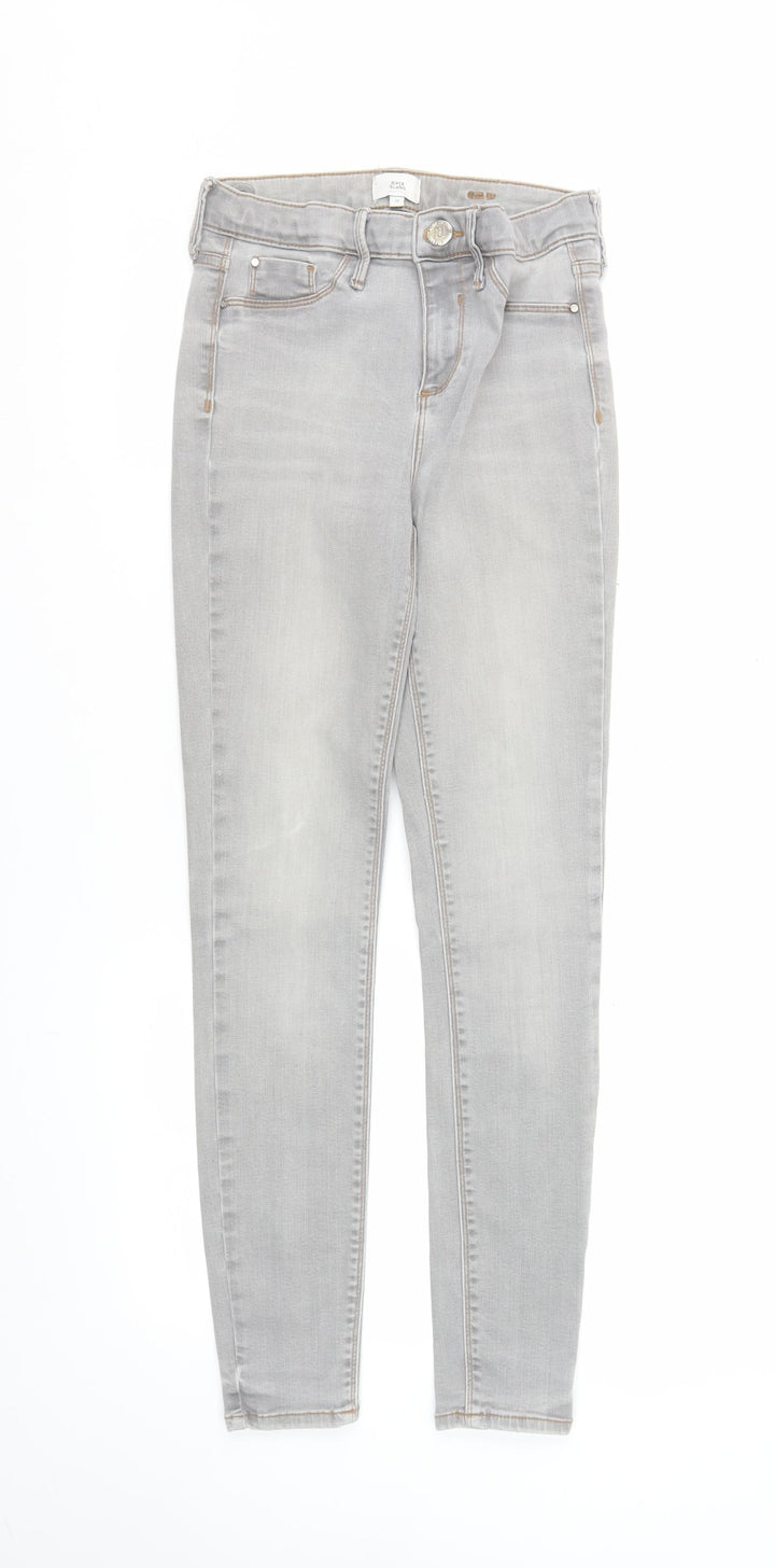 River Island Womens Grey Skinny Jeans Size 10 Slim Fit Denim