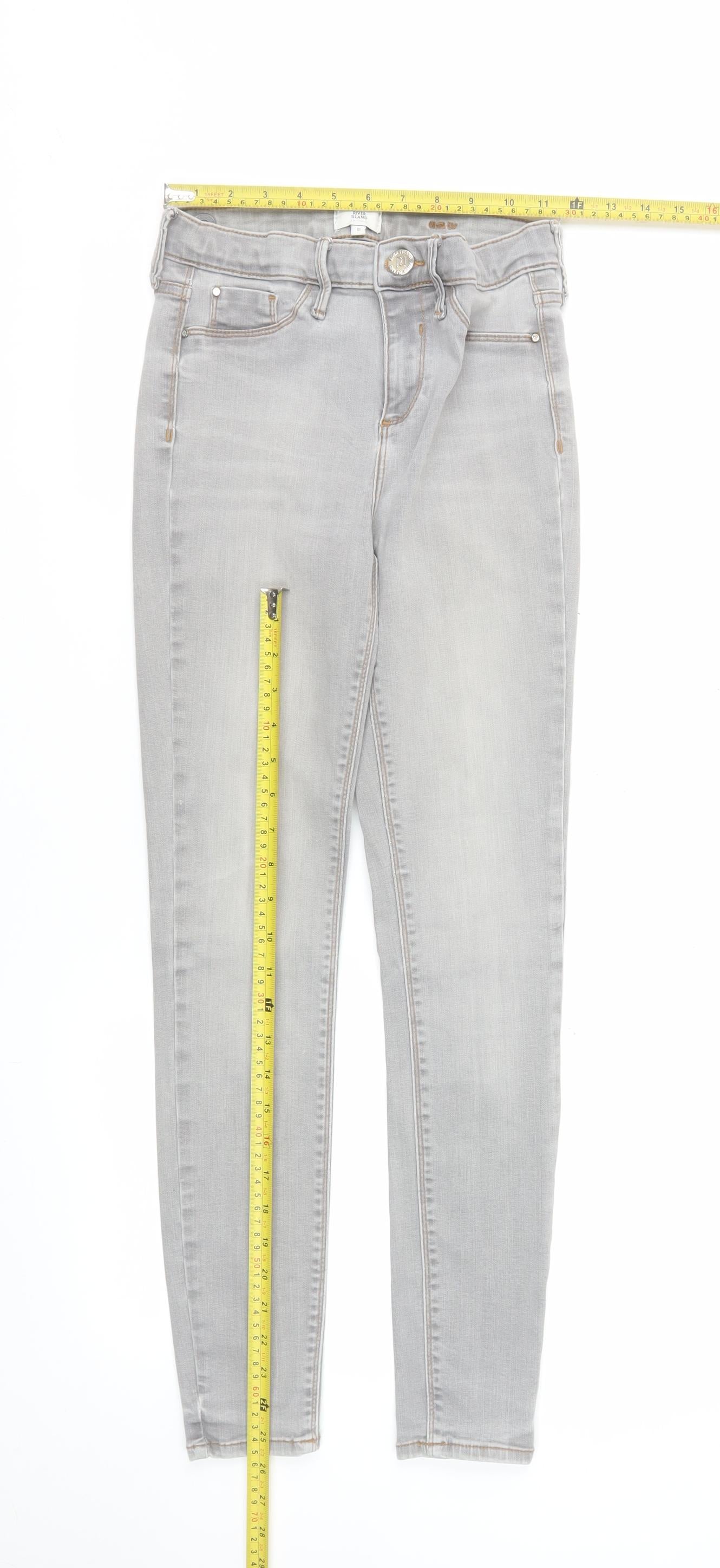 River Island Womens Grey Skinny Jeans Size 10 Slim Fit Denim