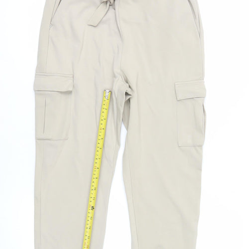ONLY Women’s Beige Cargo Trousers Belted Regular Fit Size M