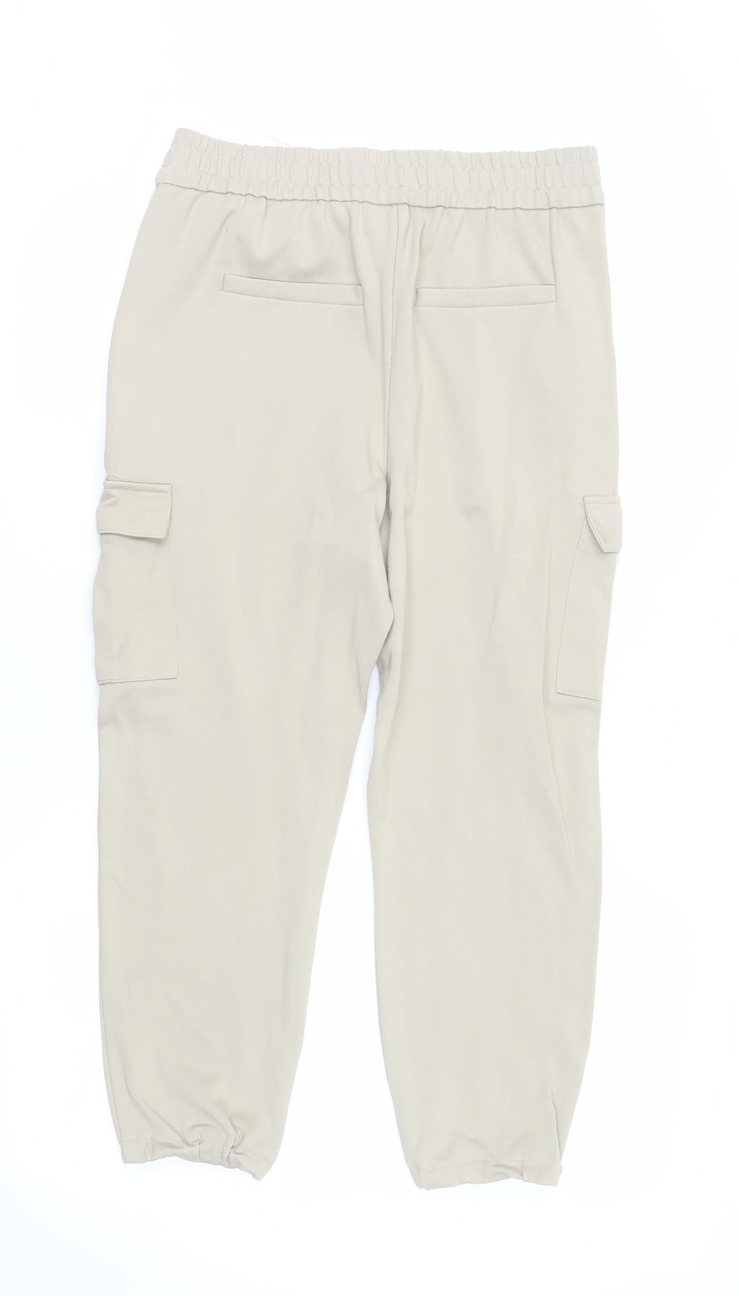 ONLY Women’s Beige Cargo Trousers Belted Regular Fit Size M
