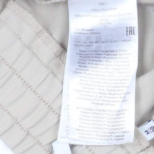 ONLY Women’s Beige Cargo Trousers Belted Regular Fit Size M