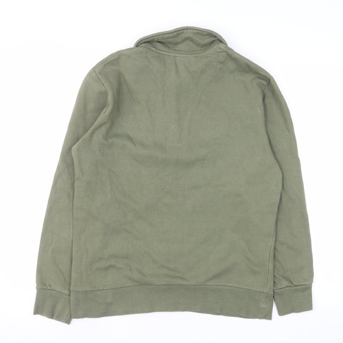 ASOS Men's Green Collared 1/2 Zip Long Sleeve Cotton Sweatshirt Size S