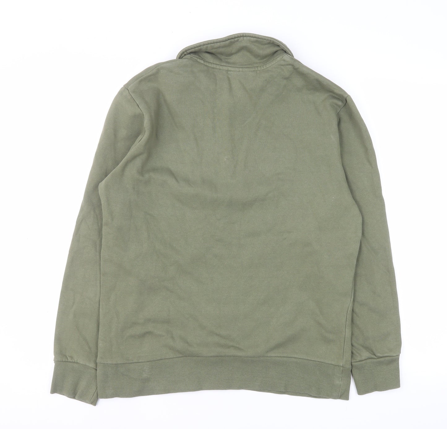 ASOS Men's Green Collared 1/2 Zip Long Sleeve Cotton Sweatshirt Size S
