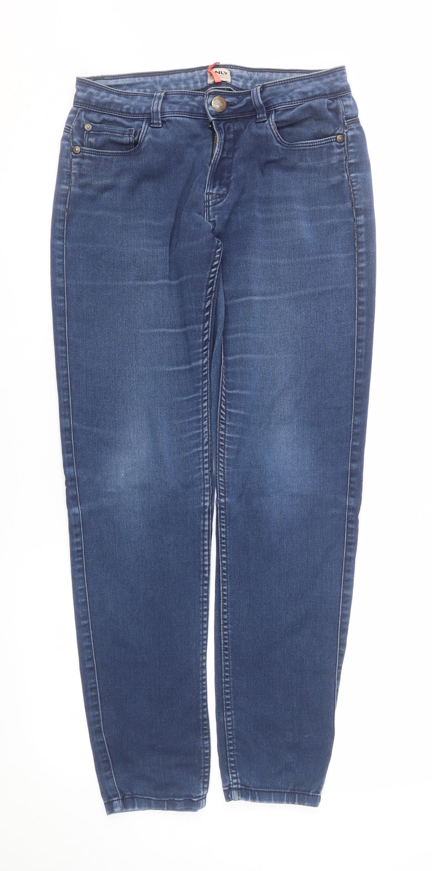 ONLY Women's Blue Mid Rise Straight Jeans Size M L30